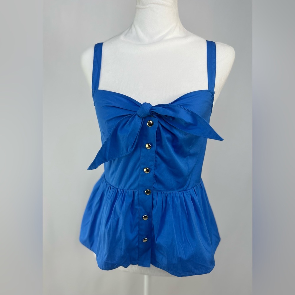 NWT / J.Crew Tie-front button-up peplum top in cotton poplin - Picture 5 of 6